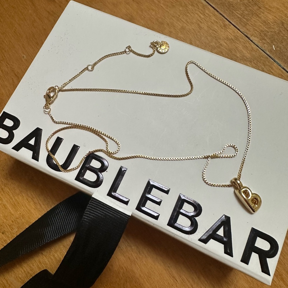 BaubleBar Gold ‘B’ Necklace